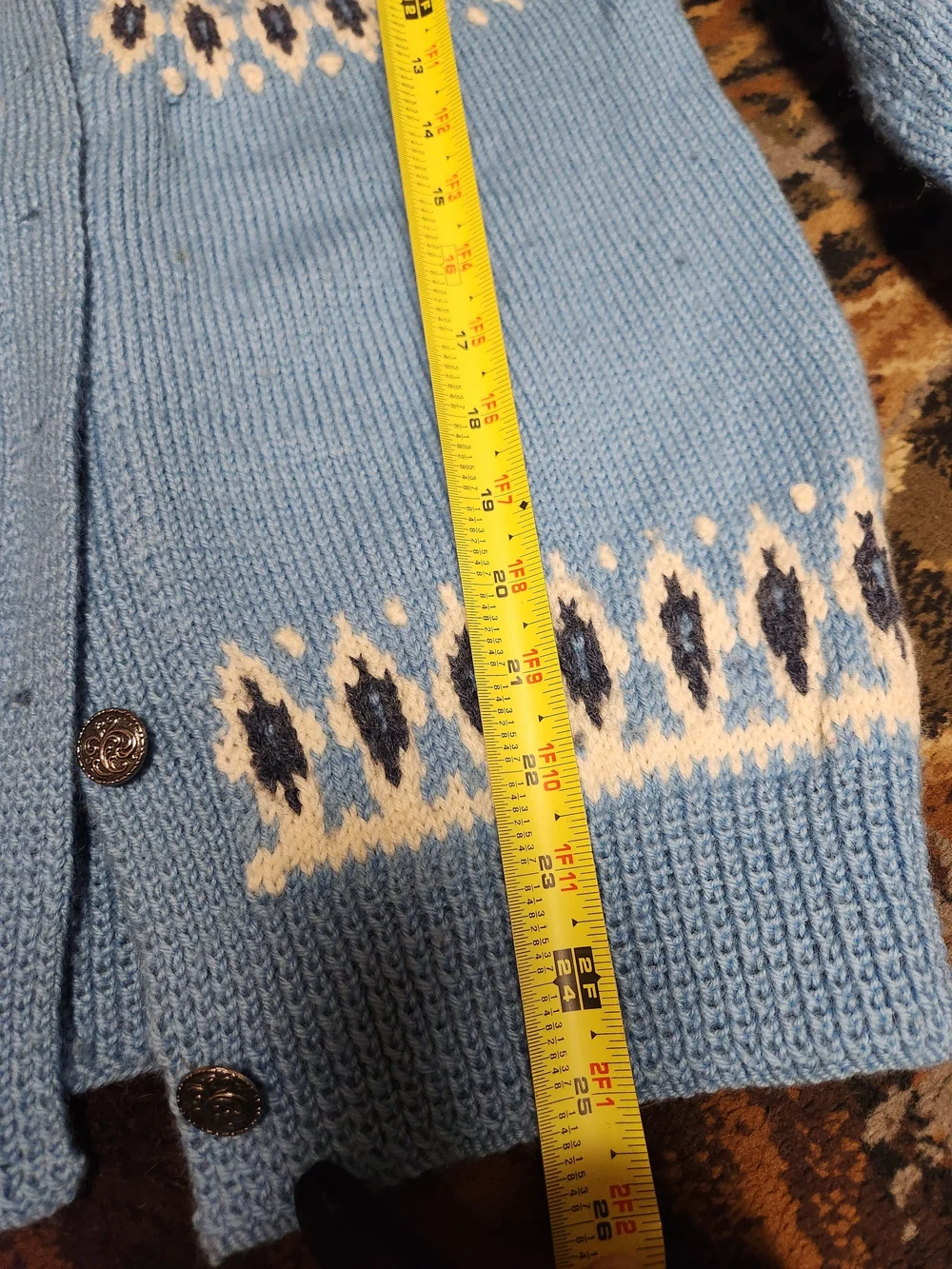 Dale of Norway Light Blue and White Fair Isle Wool Cardigan - Picture 13 of 14